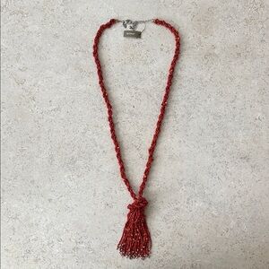 Chico's Vibrant Red Tassel Necklace